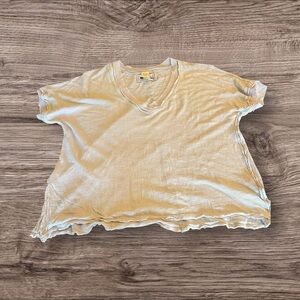 We The Free Linen Blend Short Sleeve V-Neck Tee T-Shirt Size XS